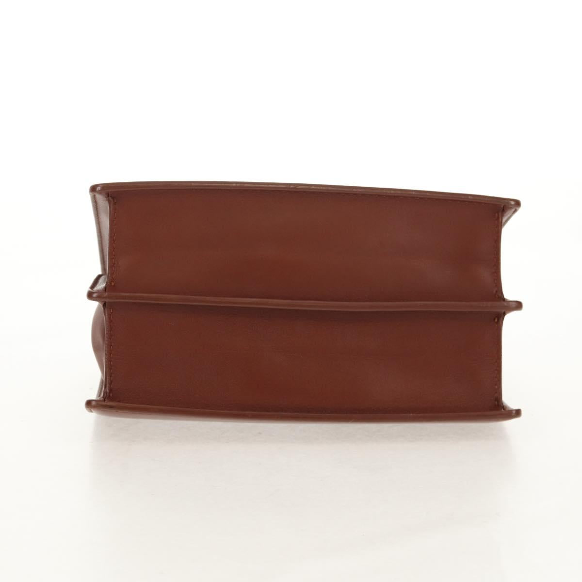 Christian Dior Chain Shoulder Bag Leather Brown Gold Auth 154079V