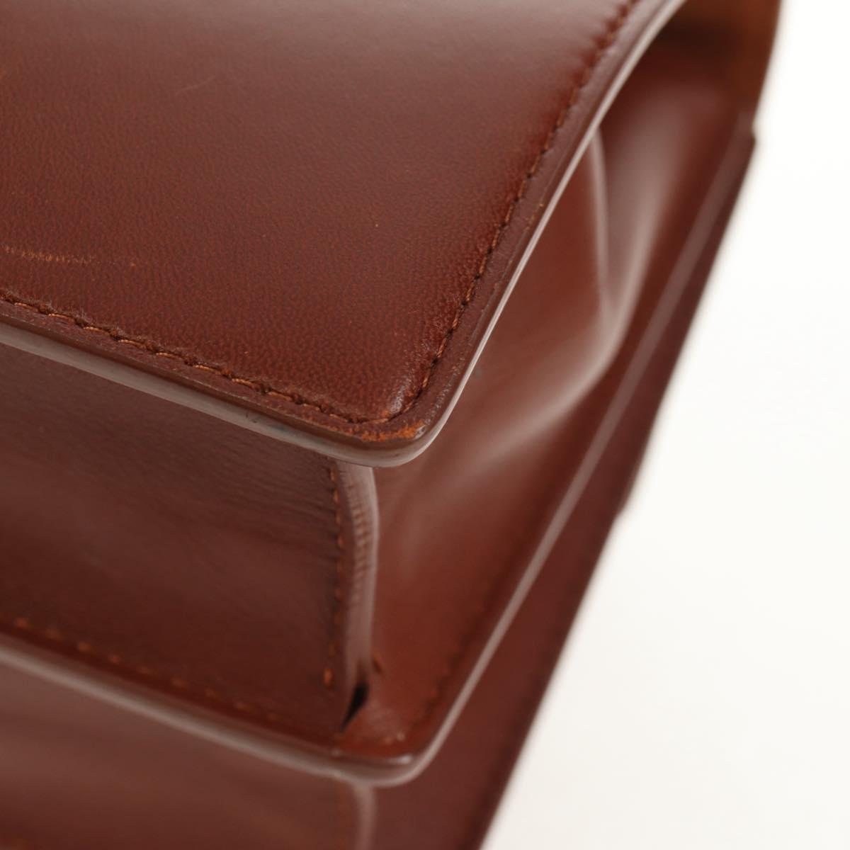 Christian Dior Chain Shoulder Bag Leather Brown Gold Auth 154079V