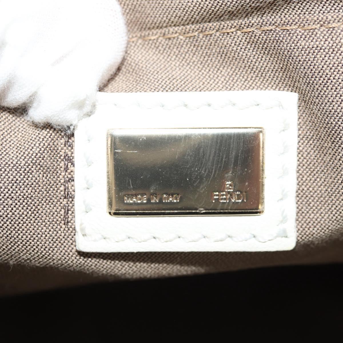 FENDI Mamma Baguette Shoulder Bag Leather White Gold Auth 154081M