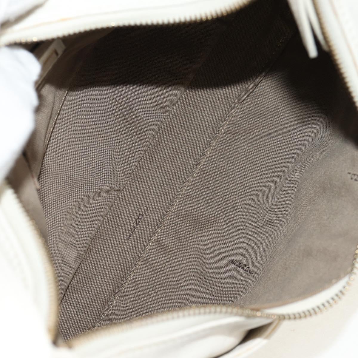 FENDI Mamma Baguette Shoulder Bag Leather White Gold Auth 154081M