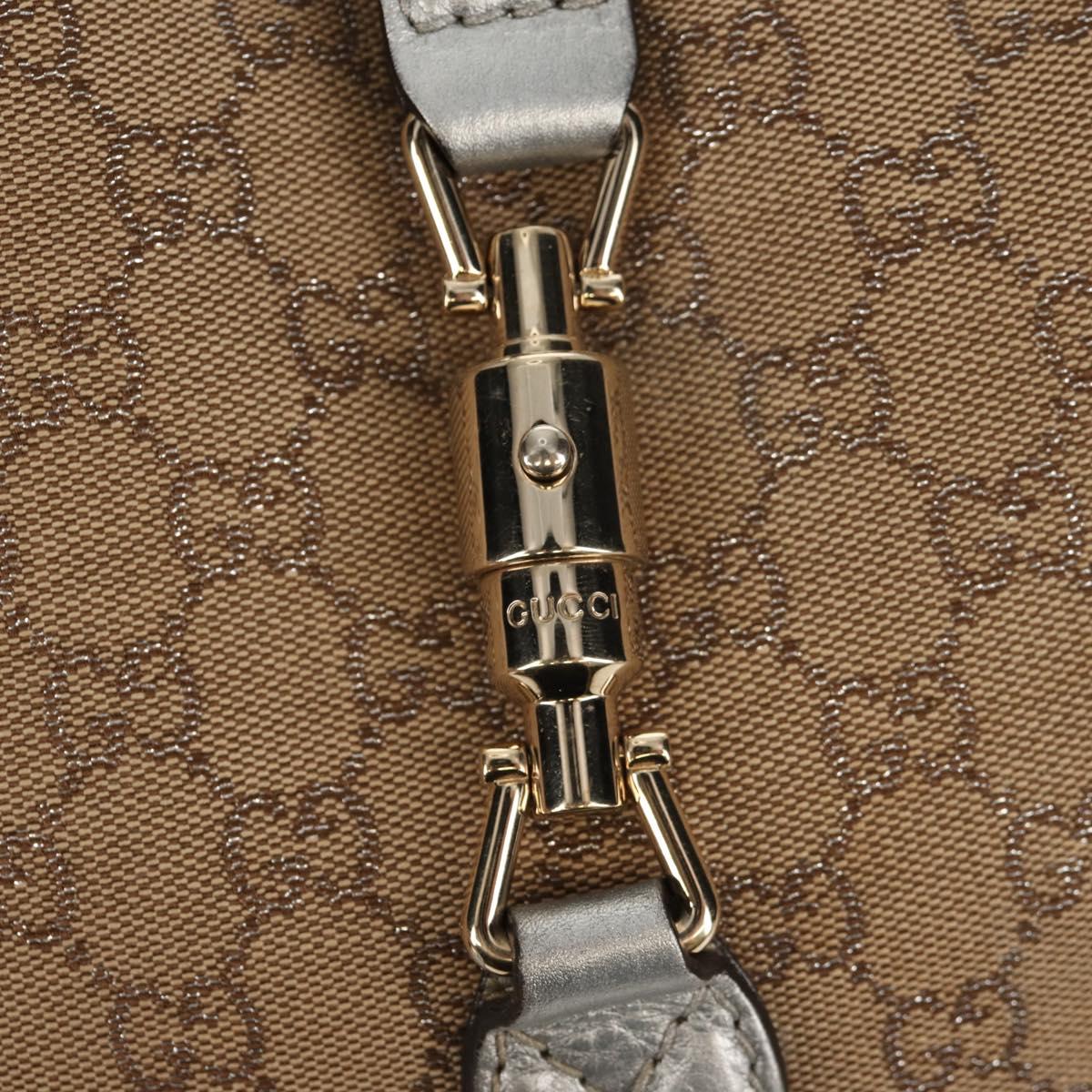 GUCCI GG Canvas New Jackie Shoulder Bag 2way Beige Gold 246907 Auth 154082V