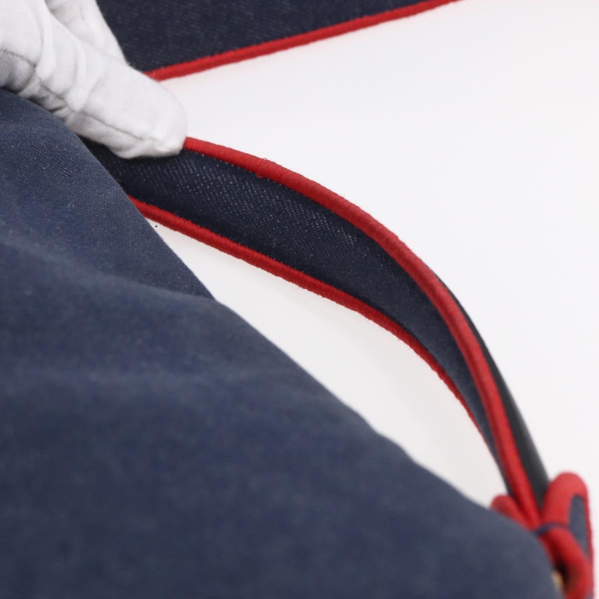 FENDI Mamma Baguette Shoulder Bag Denim 2way Navy Gold Auth 154083M