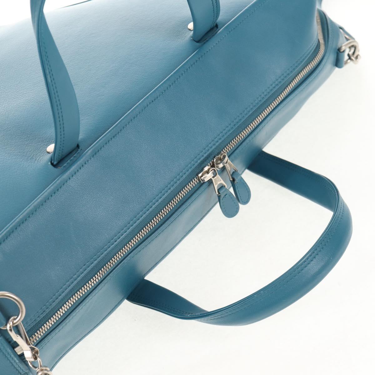 BALENCIAGA Triangle Duffel M Bag Leather 2way Light Blue 476974 Auth 154084V