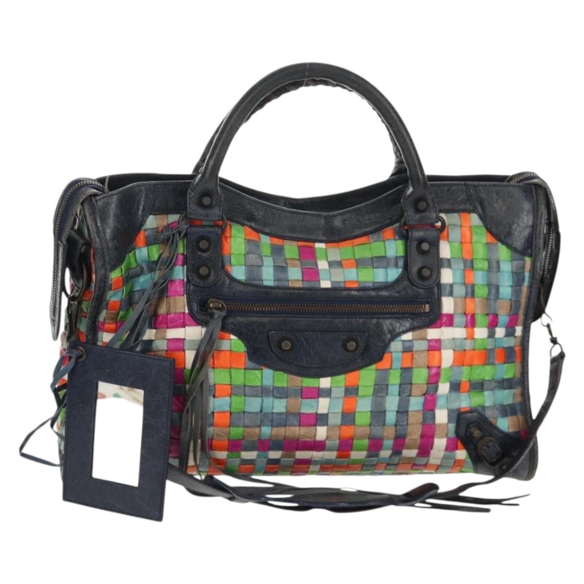 BALENCIAGA The City Hand Bag Leather 2way Multicolor 115748 Auth 154085V