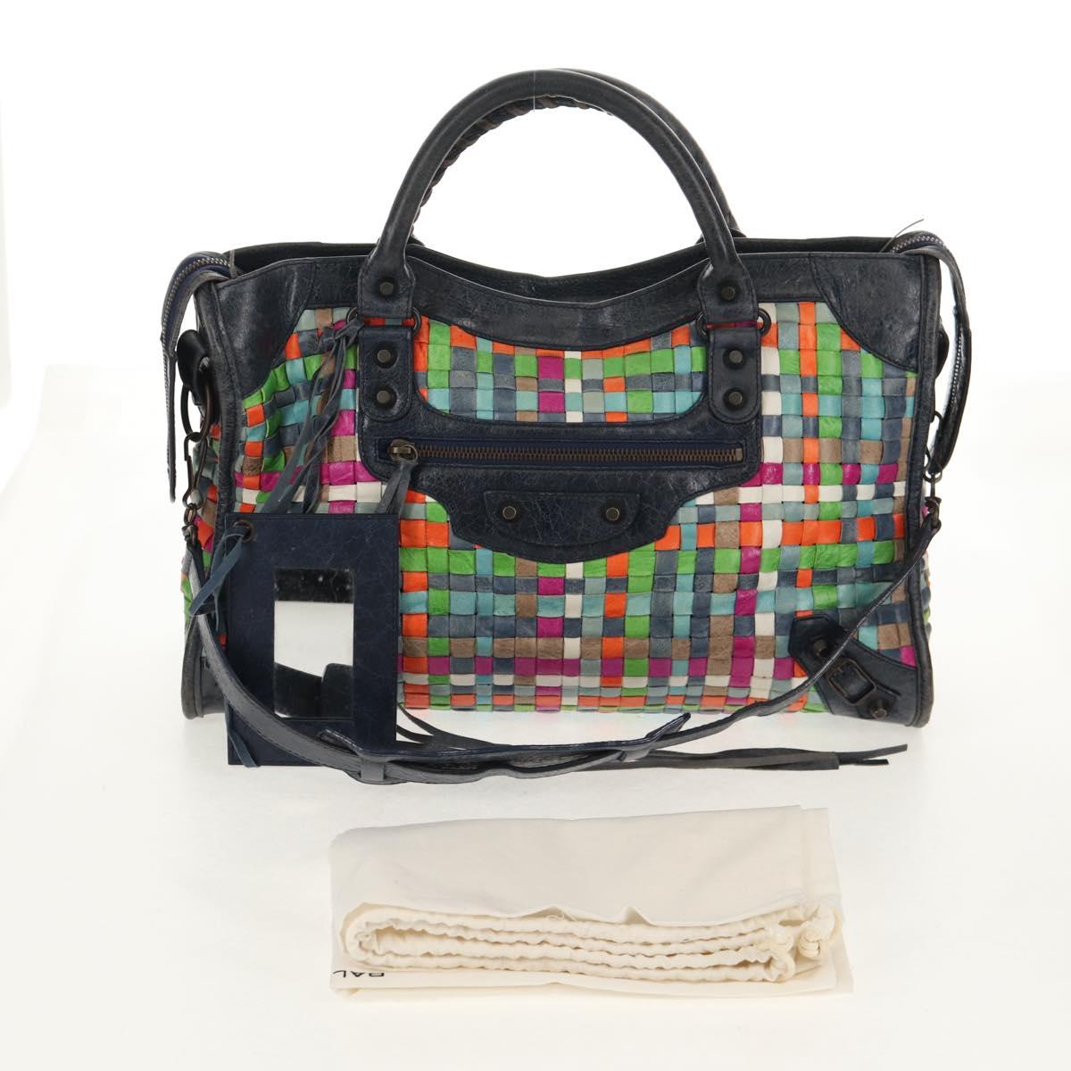 BALENCIAGA The City Hand Bag Leather 2way Multicolor 115748 Auth 154085V