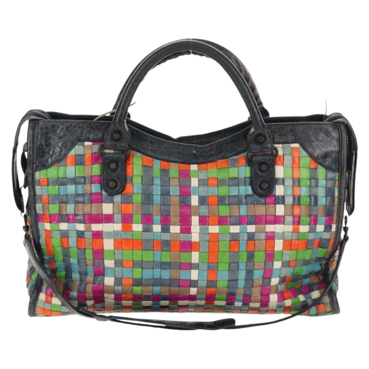 BALENCIAGA The City Hand Bag Leather 2way Multicolor 115748 Auth 154085V