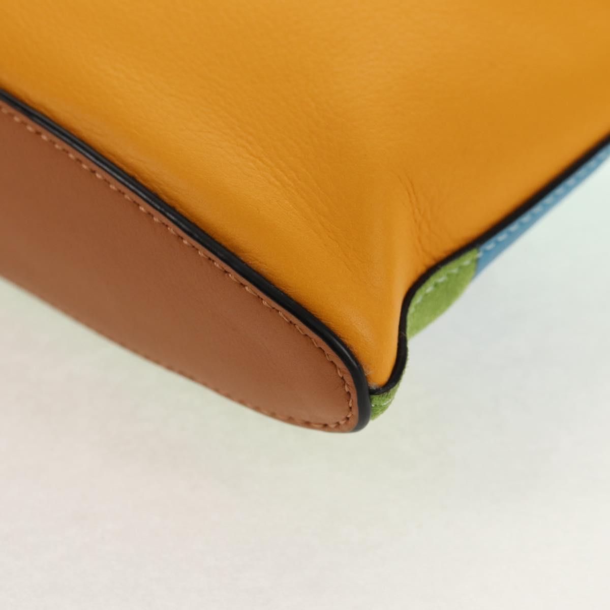 LOEWE Anagram Clutch Bag Leather Light Blue Silver Auth 154086M