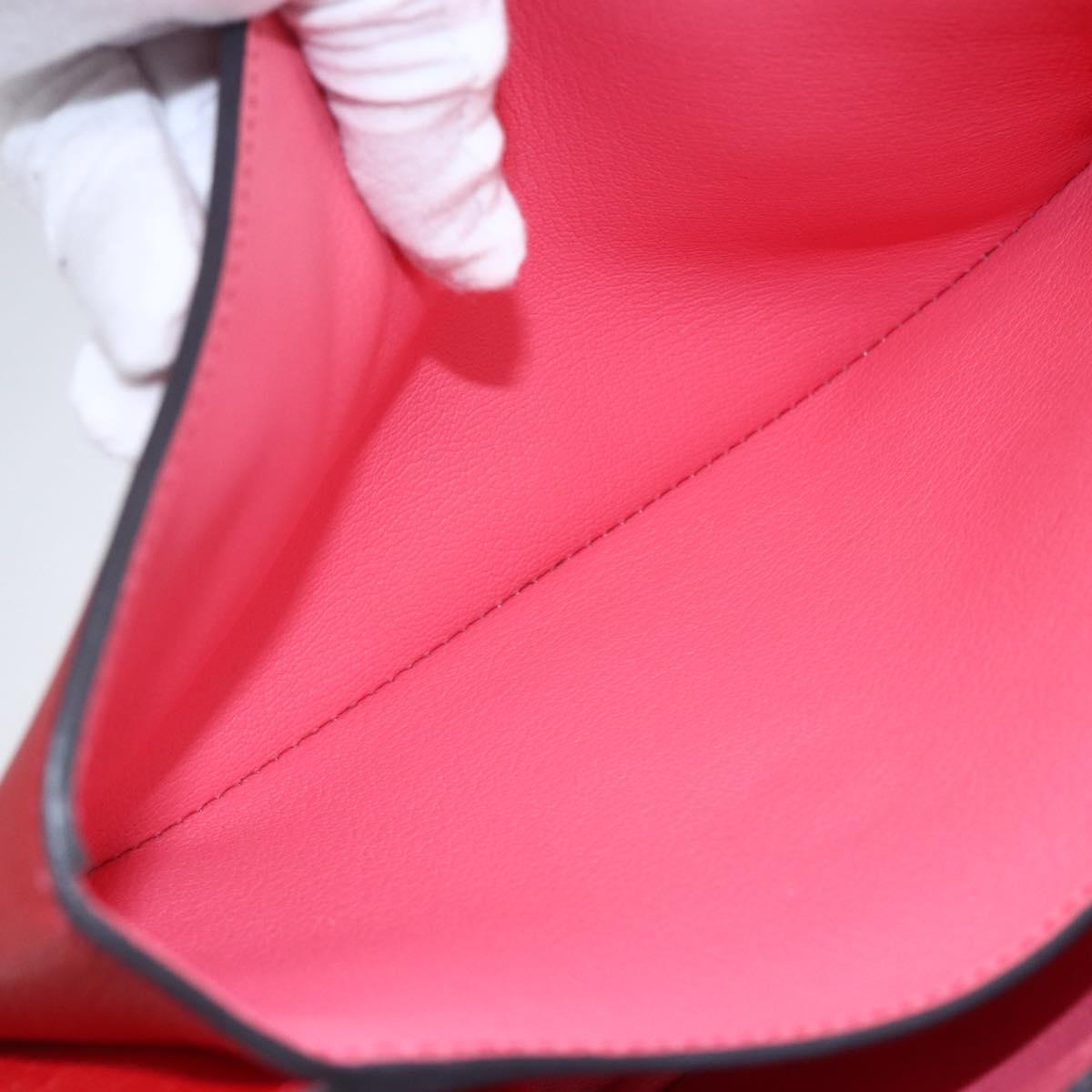HERMES Opry 24 Shoulder Bag Leather Red Silver Auth 154087SM