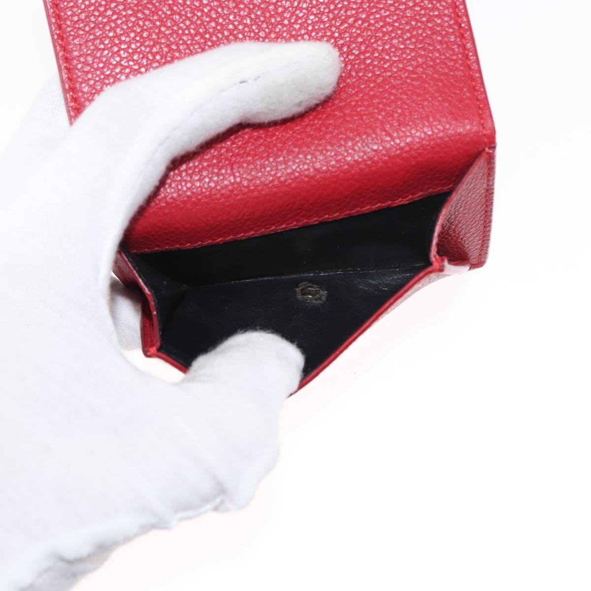 SAINT LAURENT Compact Wallet Leather Red Auth 154094