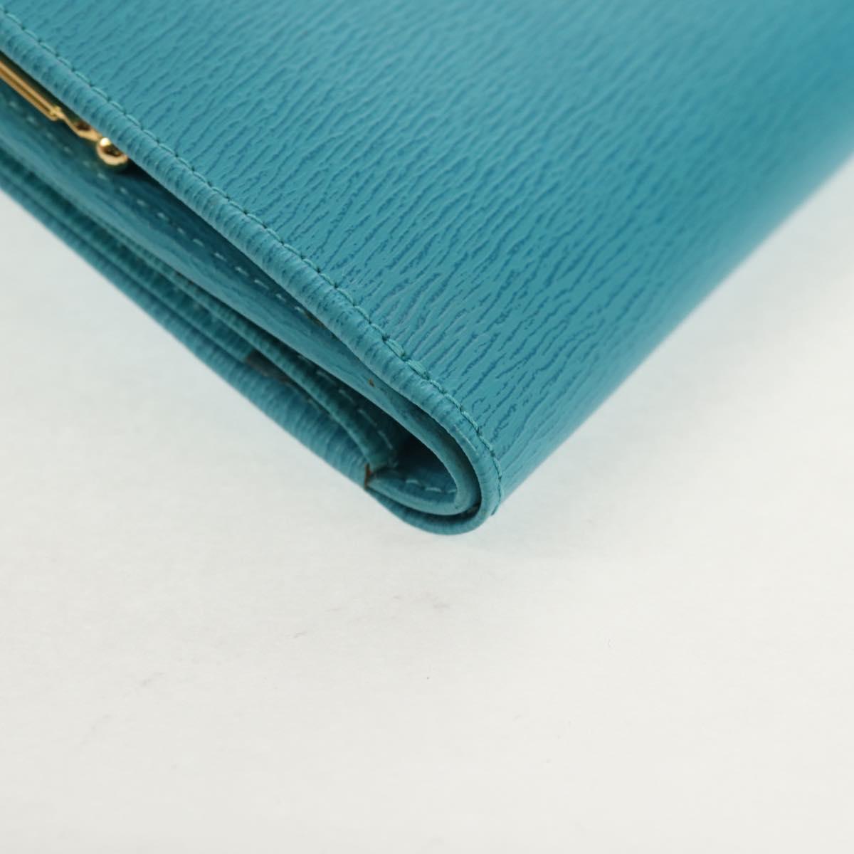 Christian Dior Long Wallet Leather Light Blue Gold Auth 154096V