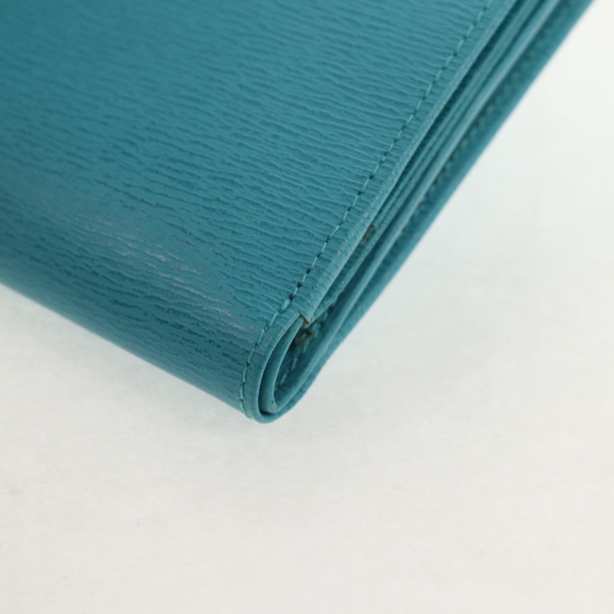 Christian Dior Long Wallet Leather Light Blue Gold Auth 154096V
