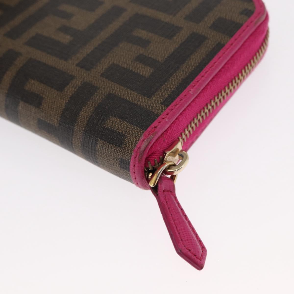 FENDI Zucca Canvas Long Wallet Black Brown Auth 154103