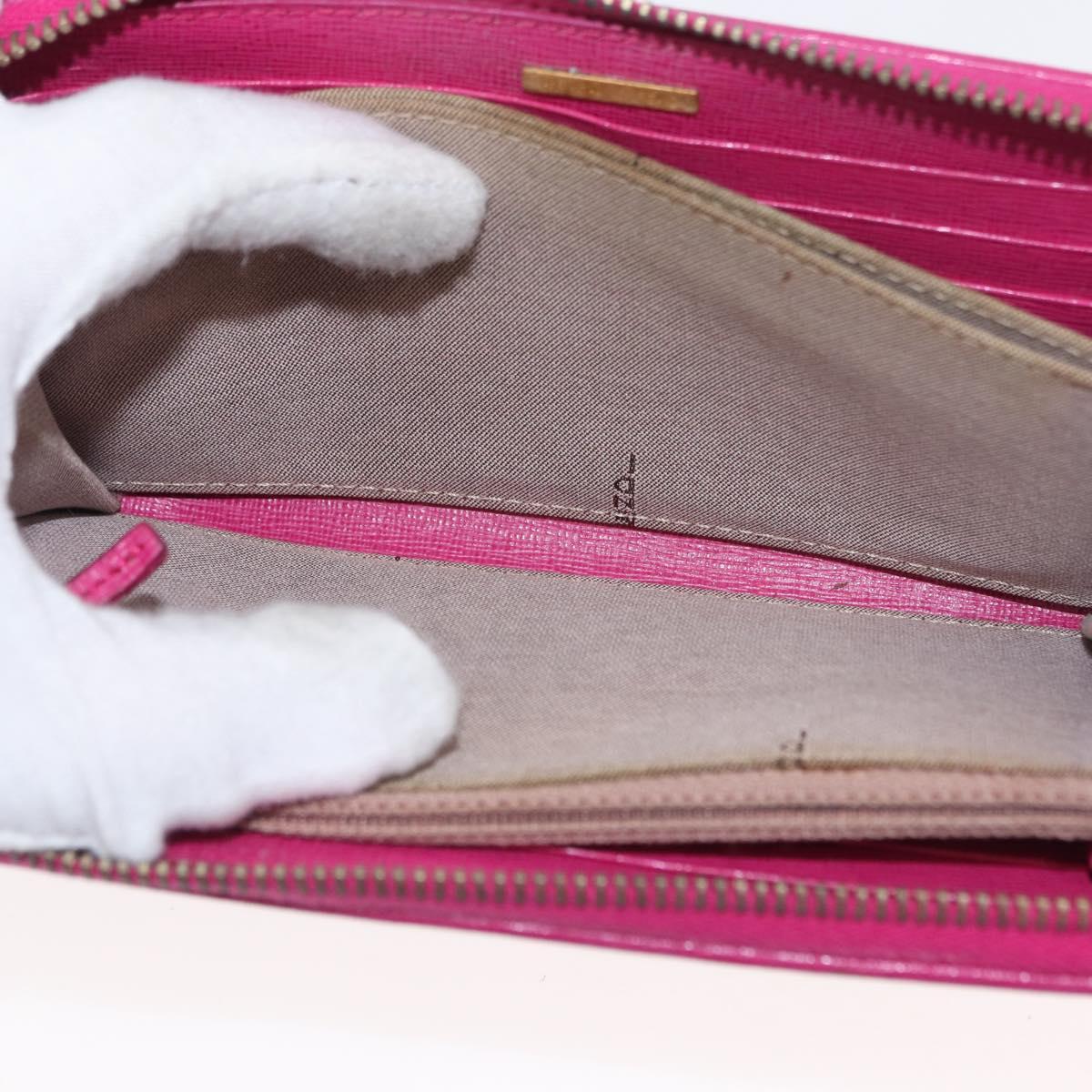 FENDI Zucca Canvas Long Wallet Black Brown Auth 154103