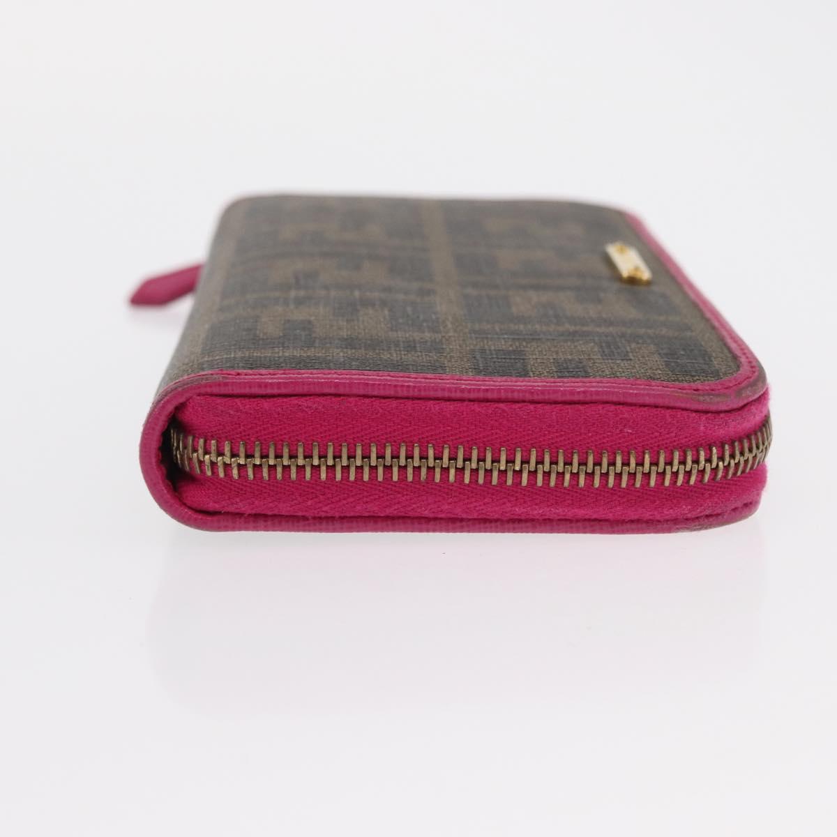 FENDI Zucca Canvas Long Wallet Black Brown Auth 154103