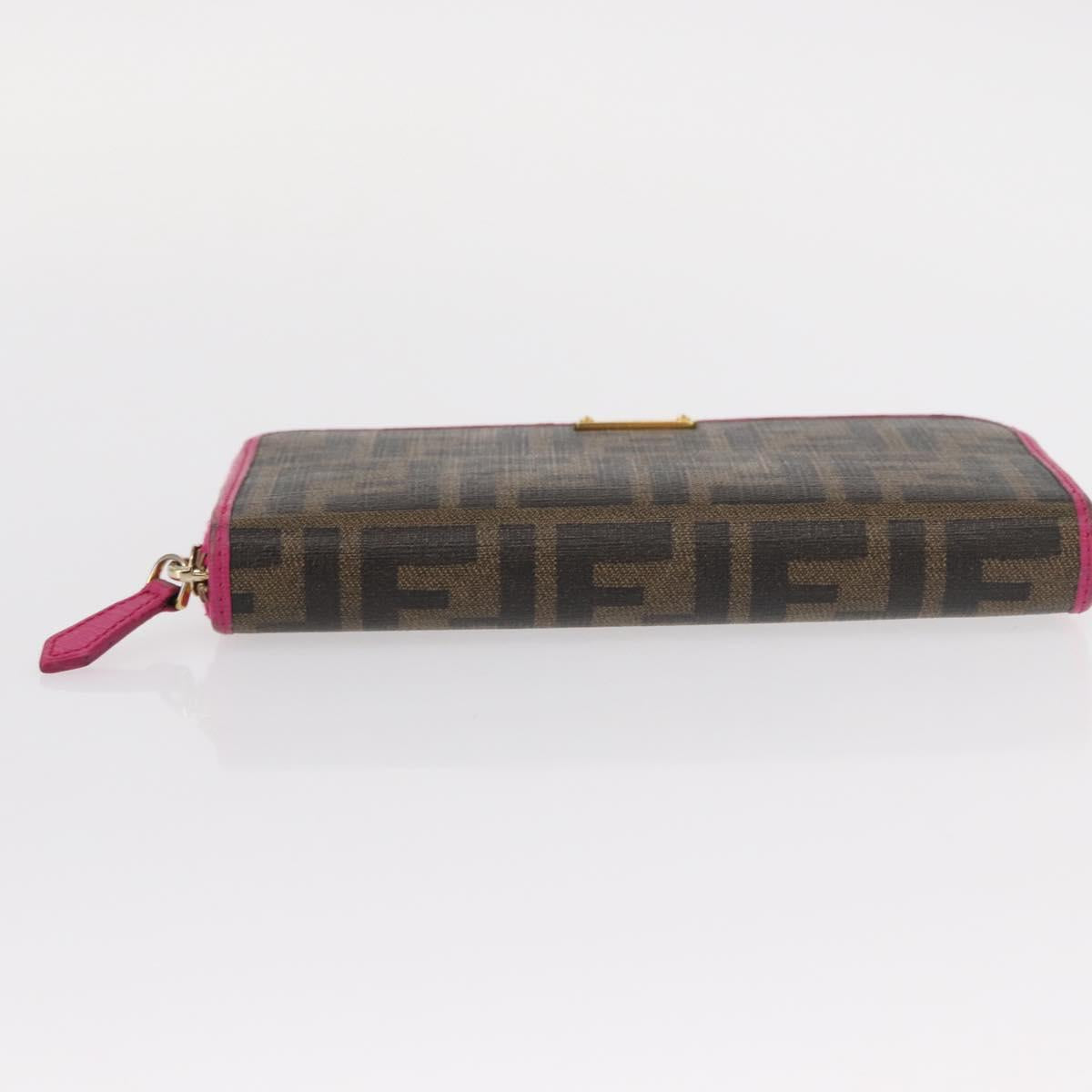 FENDI Zucca Canvas Long Wallet Black Brown Auth 154103