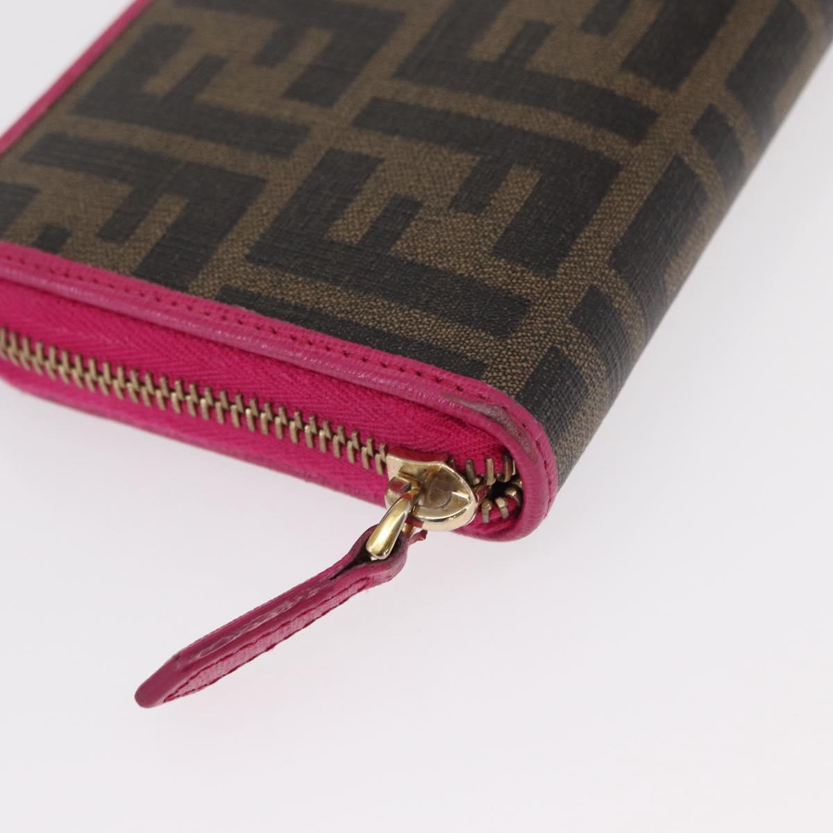 FENDI Zucca Canvas Long Wallet Black Brown Auth 154103