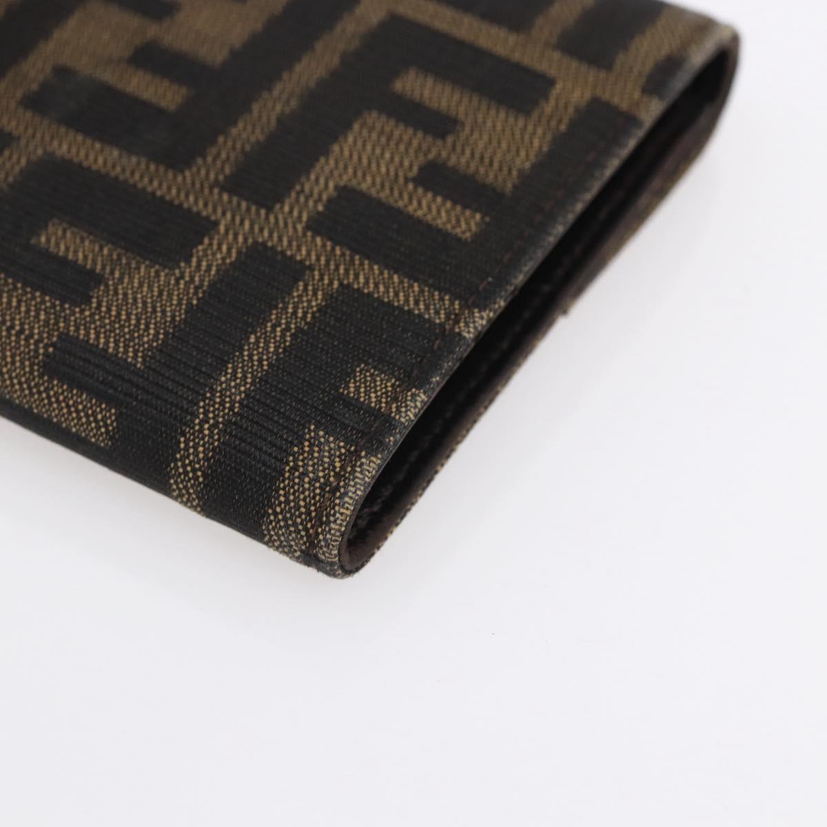 FENDI Zucca Canvas Wallet Black Brown Auth 154104A
