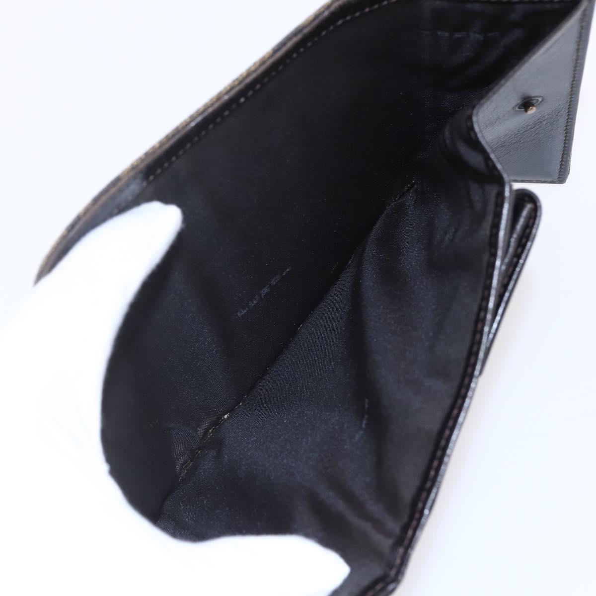 FENDI Zucca Canvas Wallet Black Brown Auth 154104A