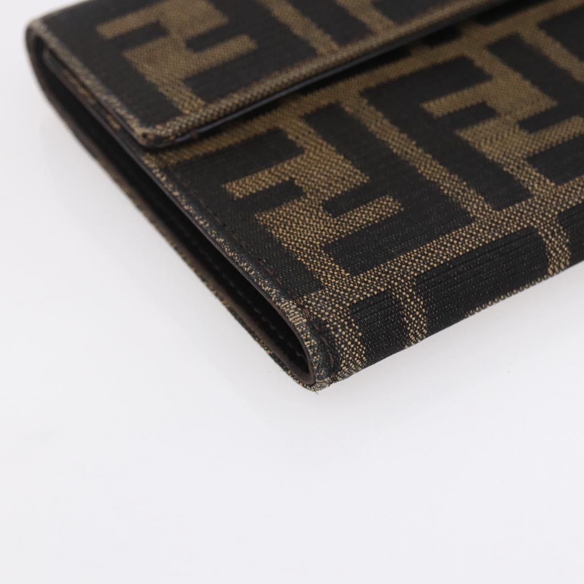FENDI Zucca Canvas Wallet Black Brown Auth 154104