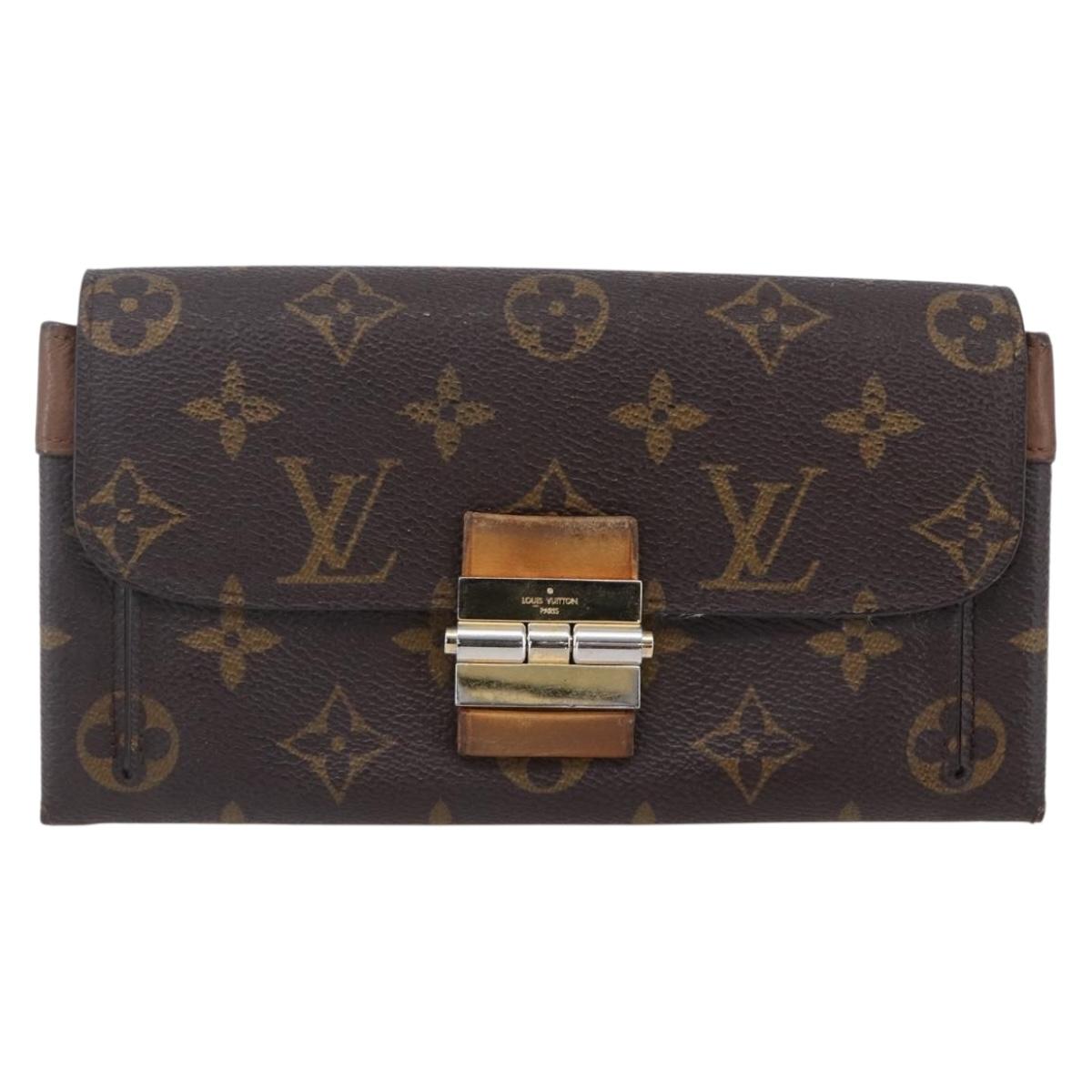 LOUIS VUITTON Monogram Portefeuille Elysee Long Wallet Camel M60361 Auth 154105