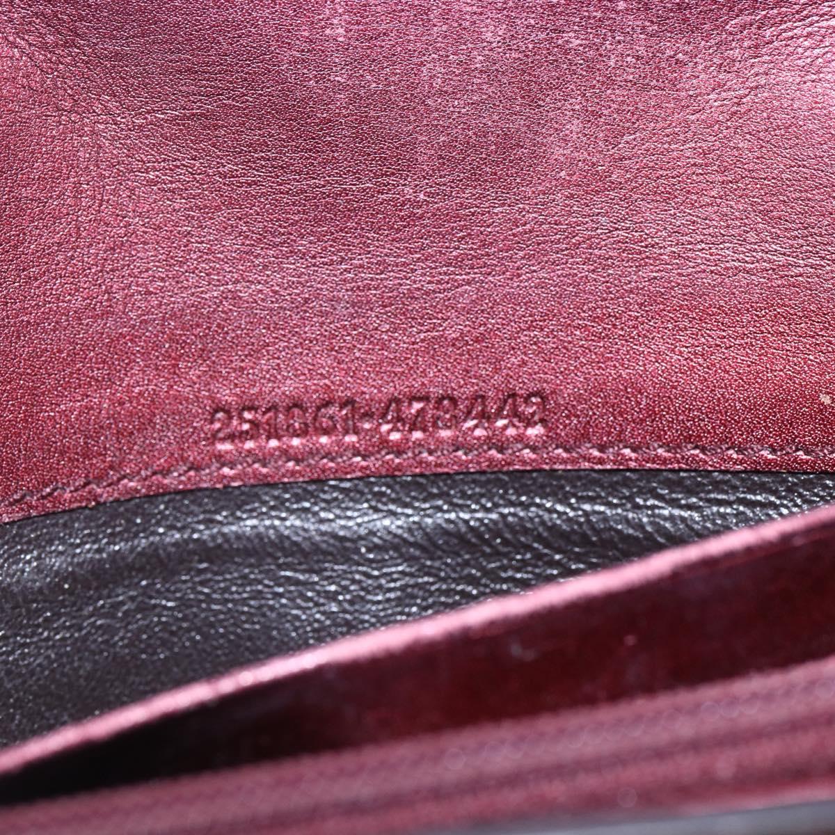 GUCCI GG Canvas Guccissima Lovely Heart Wallet Bordeaux Gold 251861 Auth 154109