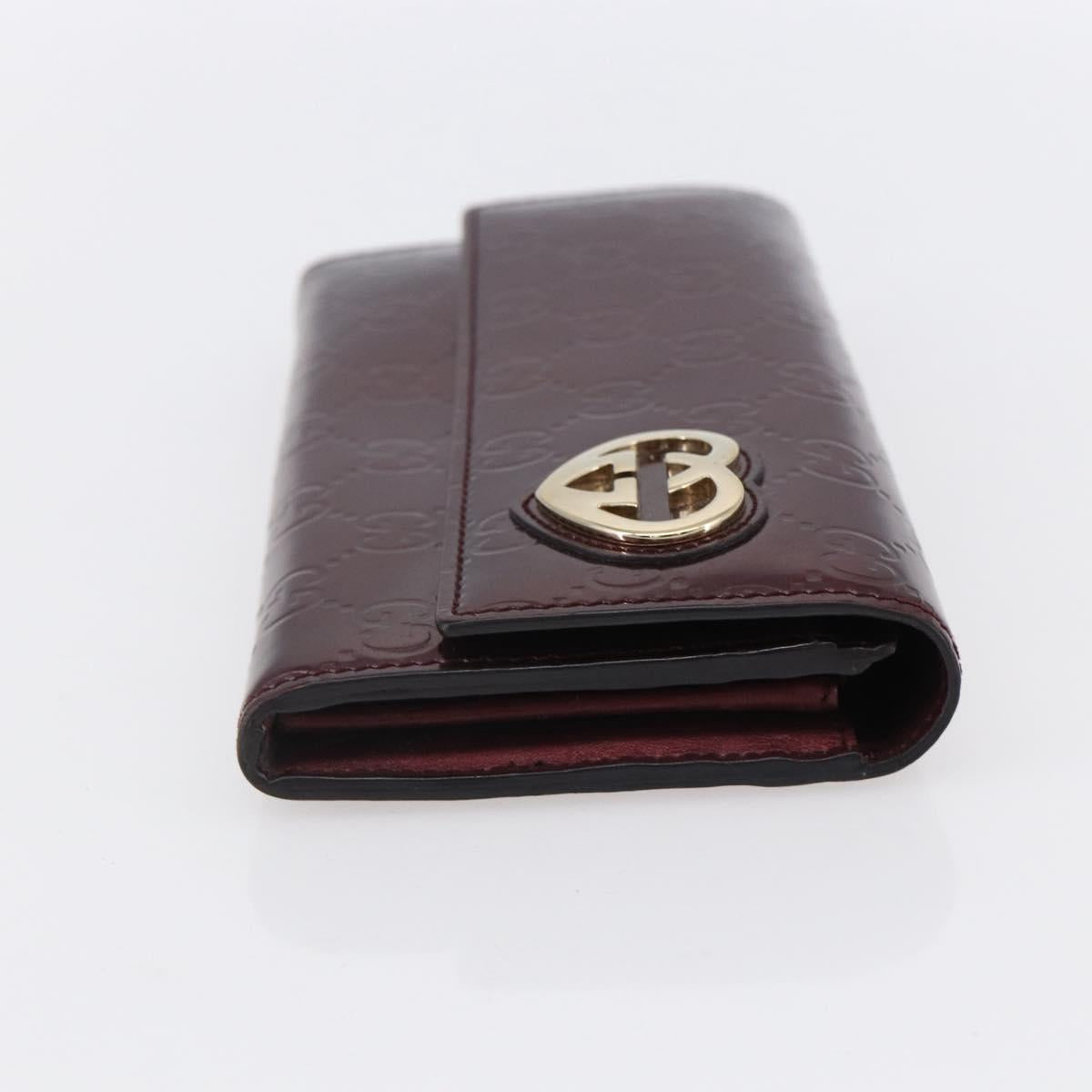 GUCCI GG Canvas Guccissima Lovely Heart Wallet Bordeaux Gold 251861 Auth 154109