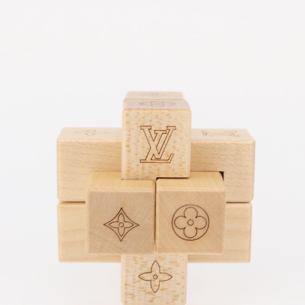 LOUIS VUITTON Puteki Wooden Puzzle Building Blocks Wood Beige LV Auth 154110M
