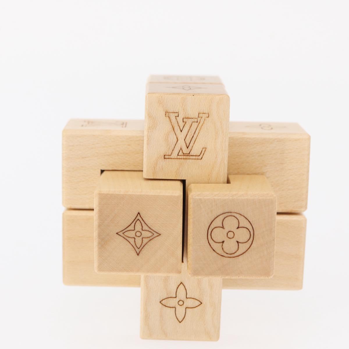 LOUIS VUITTON Puteki Wooden Puzzle Building Blocks Wood Beige LV Auth 154110M