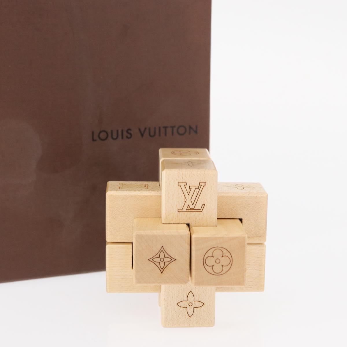LOUIS VUITTON Puteki Wooden Puzzle Building Blocks Wood Beige LV Auth 154110M