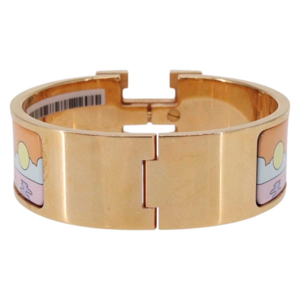 HERMES Click H Bracelet metal Gold Tone FI 02 33 Auth 154113M