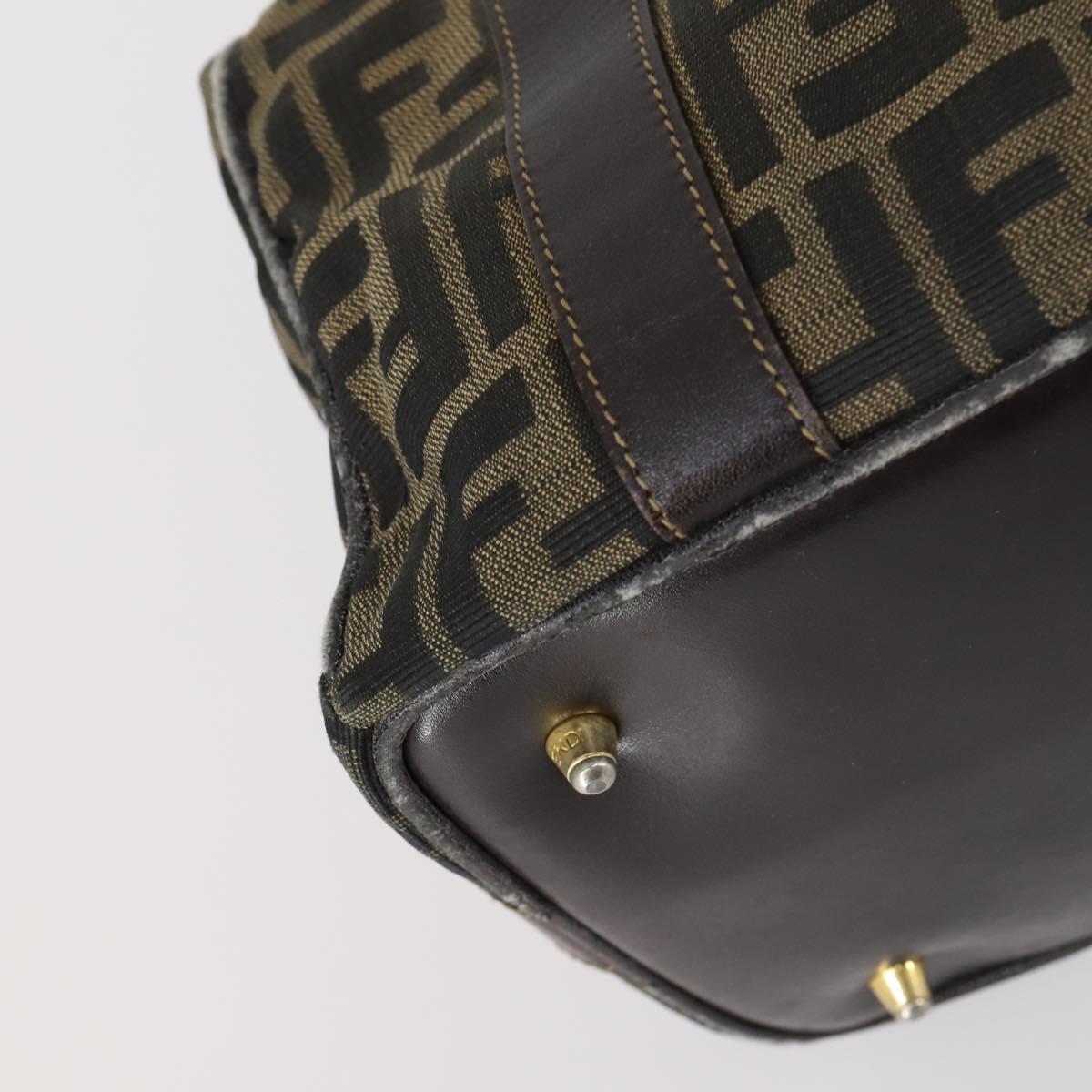 FENDI Zucca Canvas Hand Bag Black Brown Auth 154156