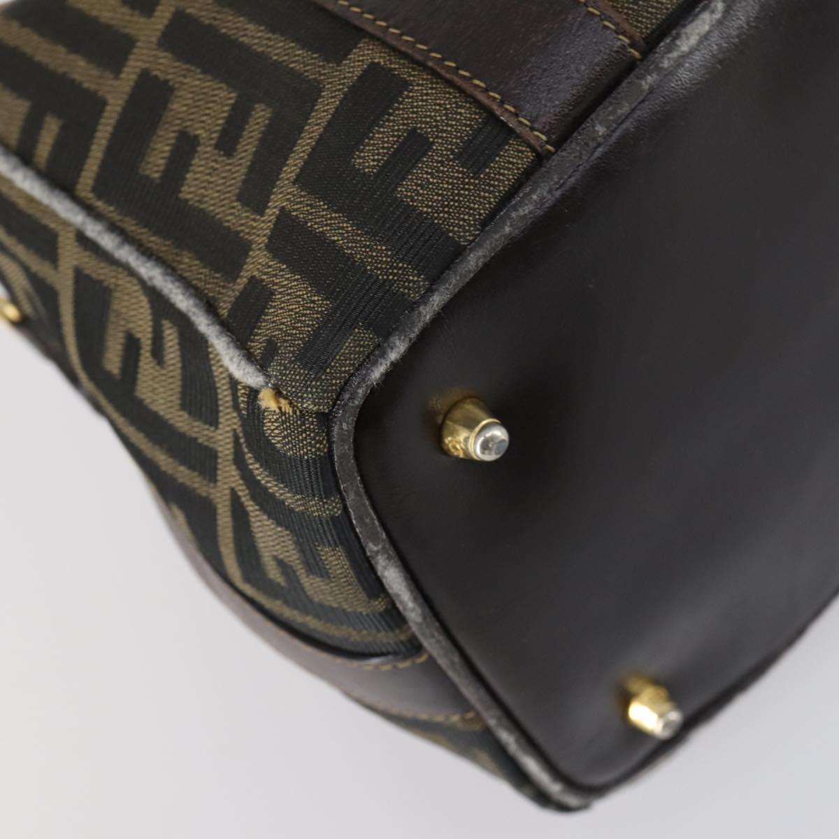 FENDI Zucca Canvas Hand Bag Black Brown Auth 154156