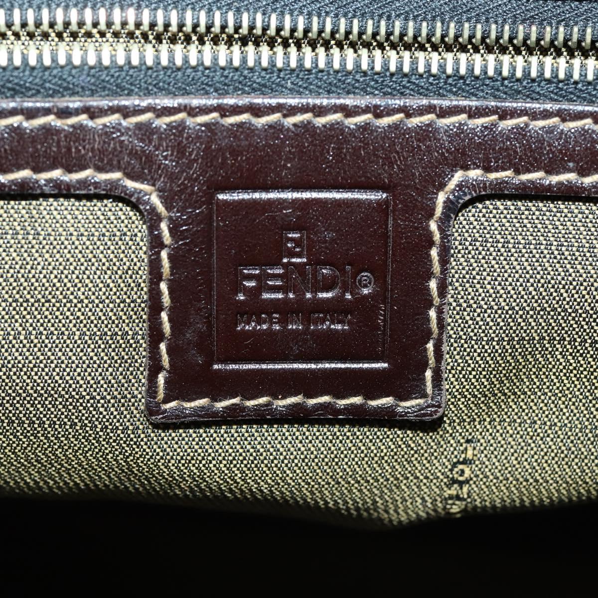 FENDI Zucca Canvas Hand Bag Black Brown Auth 154156