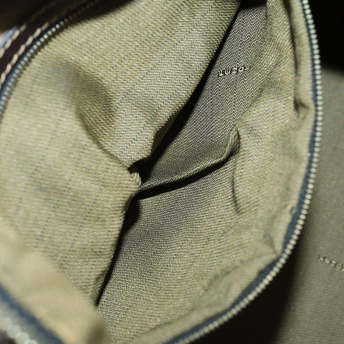 FENDI Zucca Canvas Hand Bag Black Brown Auth 154156