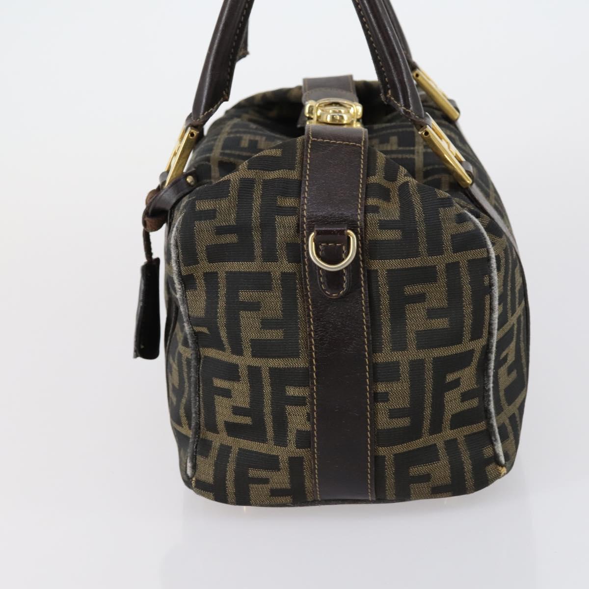 FENDI Zucca Canvas Hand Bag Black Brown Auth 154156