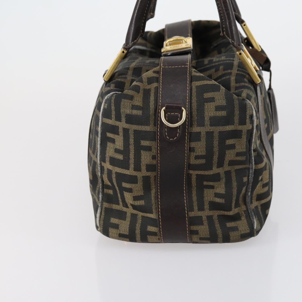 FENDI Zucca Canvas Hand Bag Black Brown Auth 154156