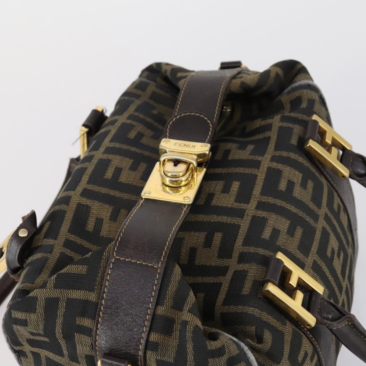 FENDI Zucca Canvas Hand Bag Black Brown Auth 154156