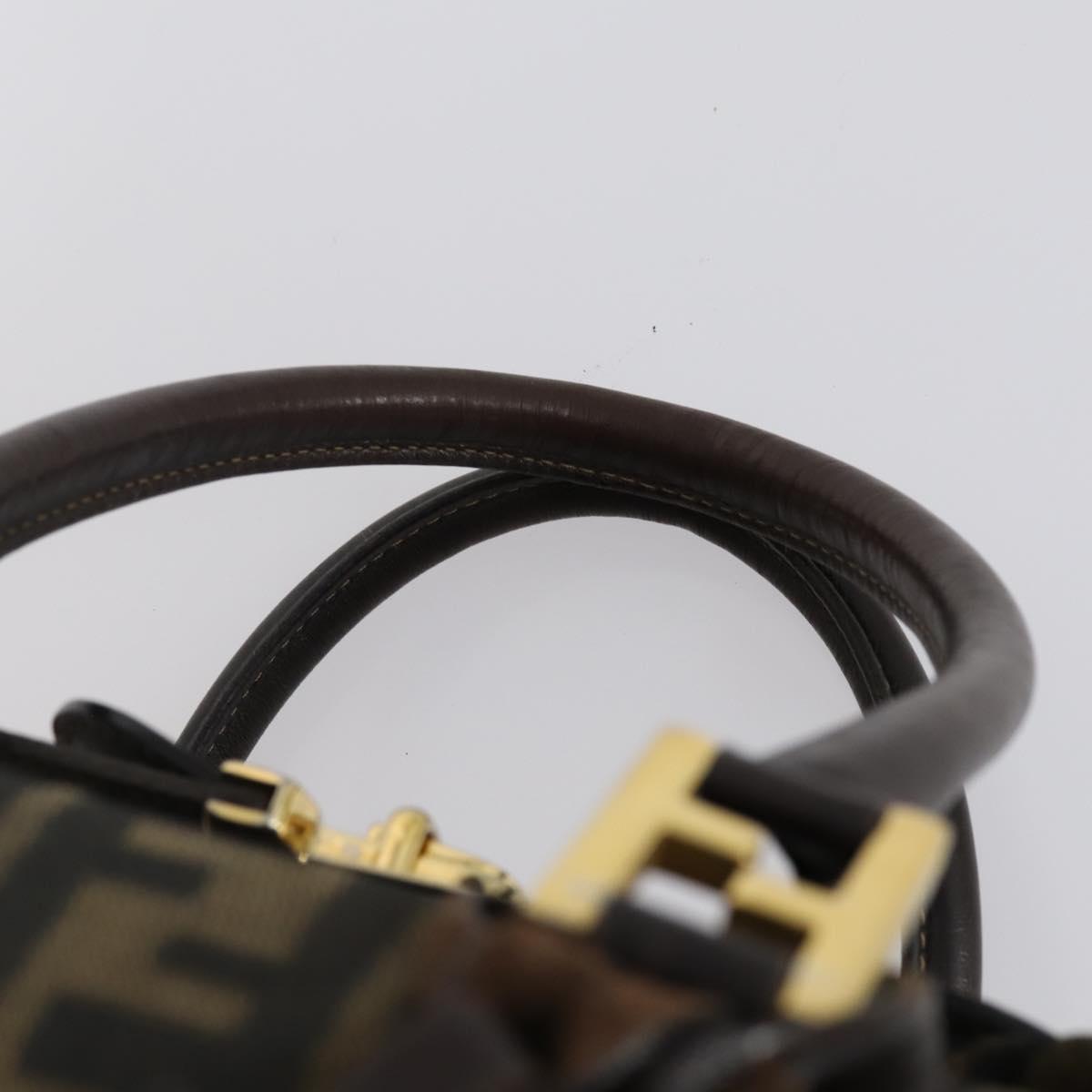 FENDI Zucca Canvas Hand Bag Black Brown Auth 154156