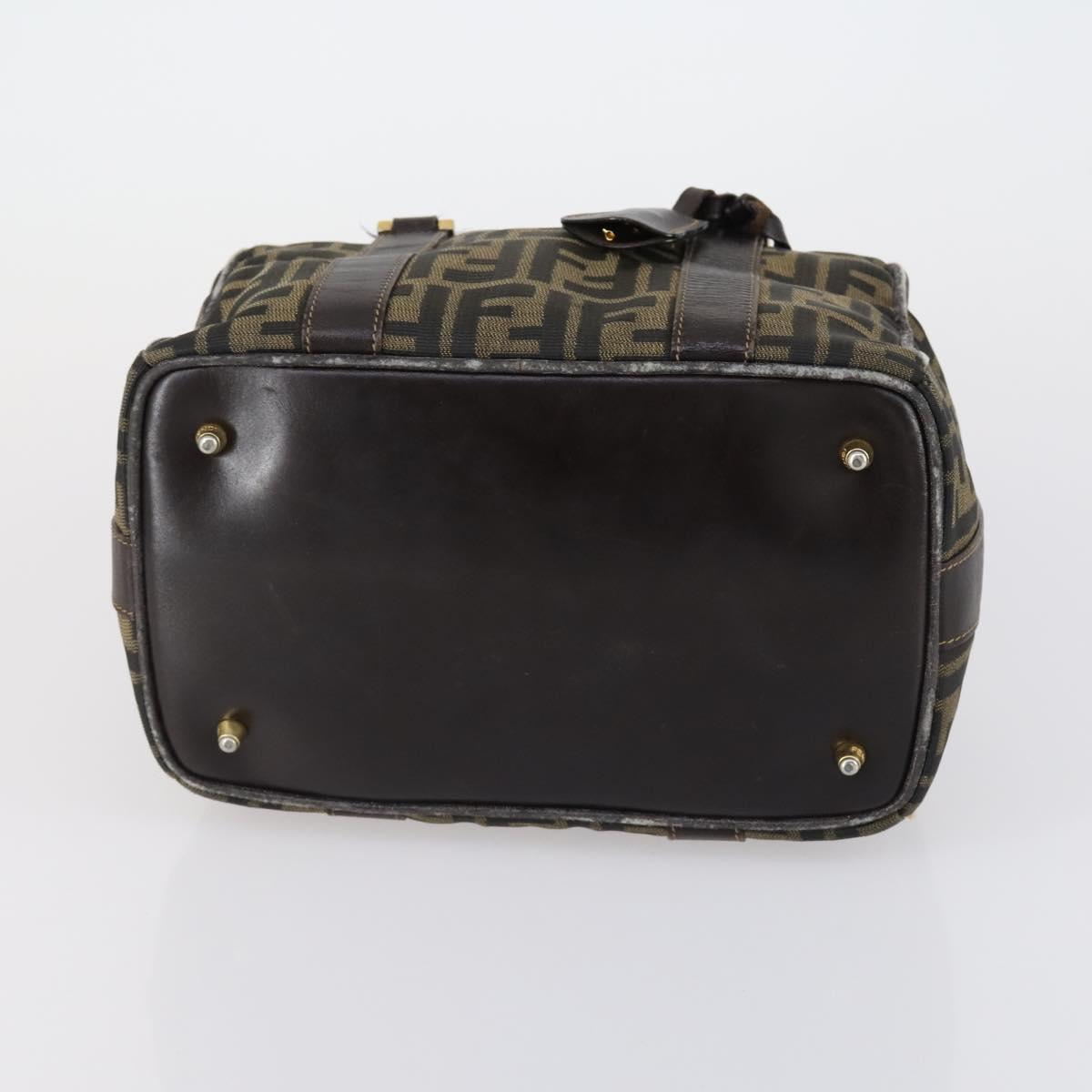 FENDI Zucca Canvas Hand Bag Black Brown Auth 154156