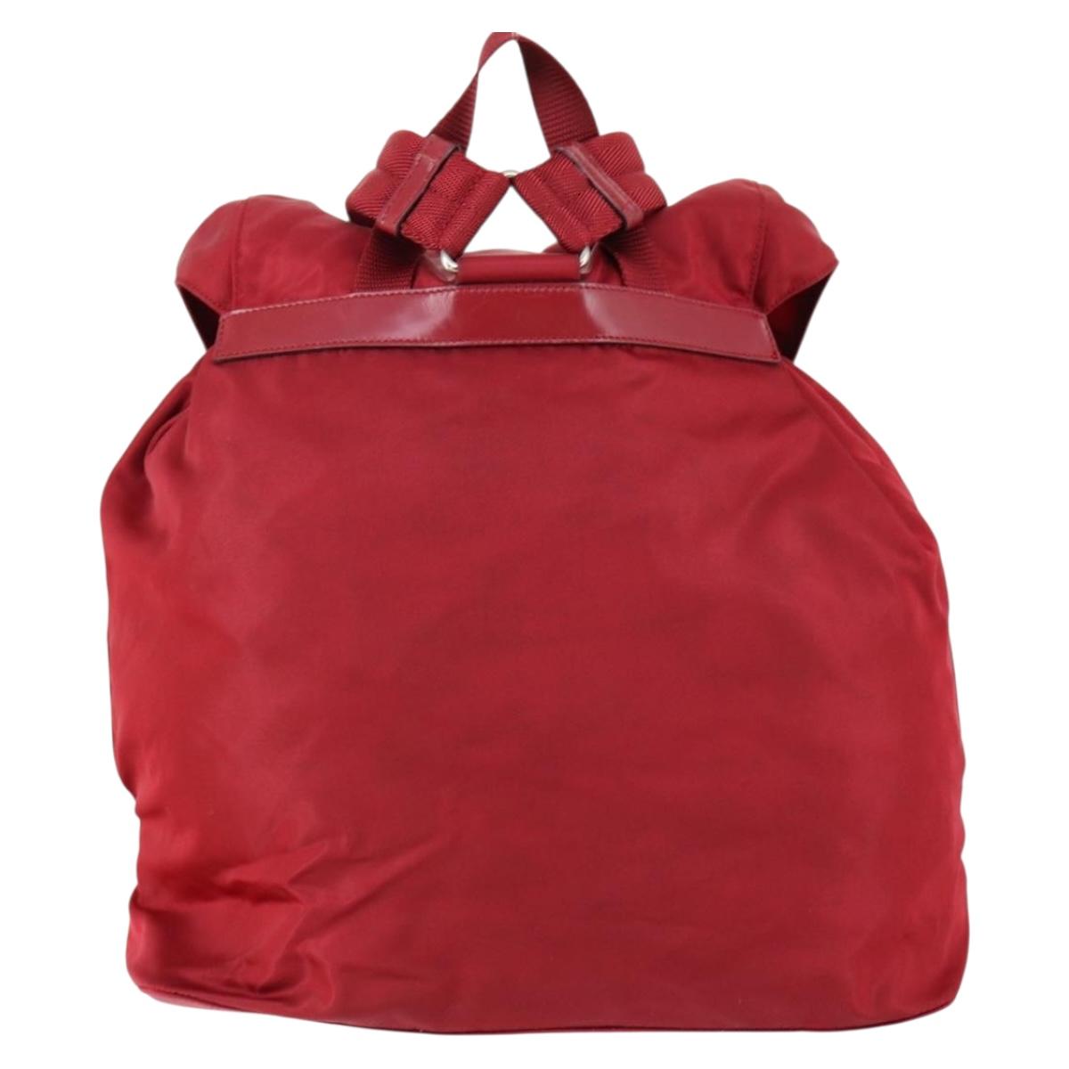 PRADA Backpack Nylon Red Silver Auth 154157