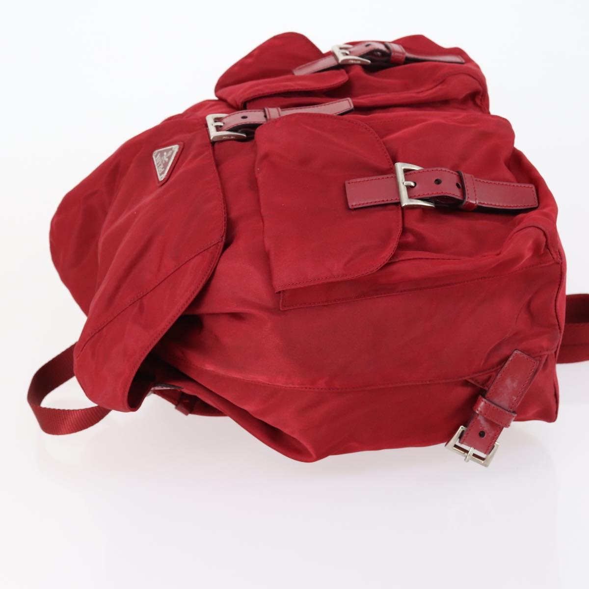PRADA Backpack Nylon Red Silver Auth 154157