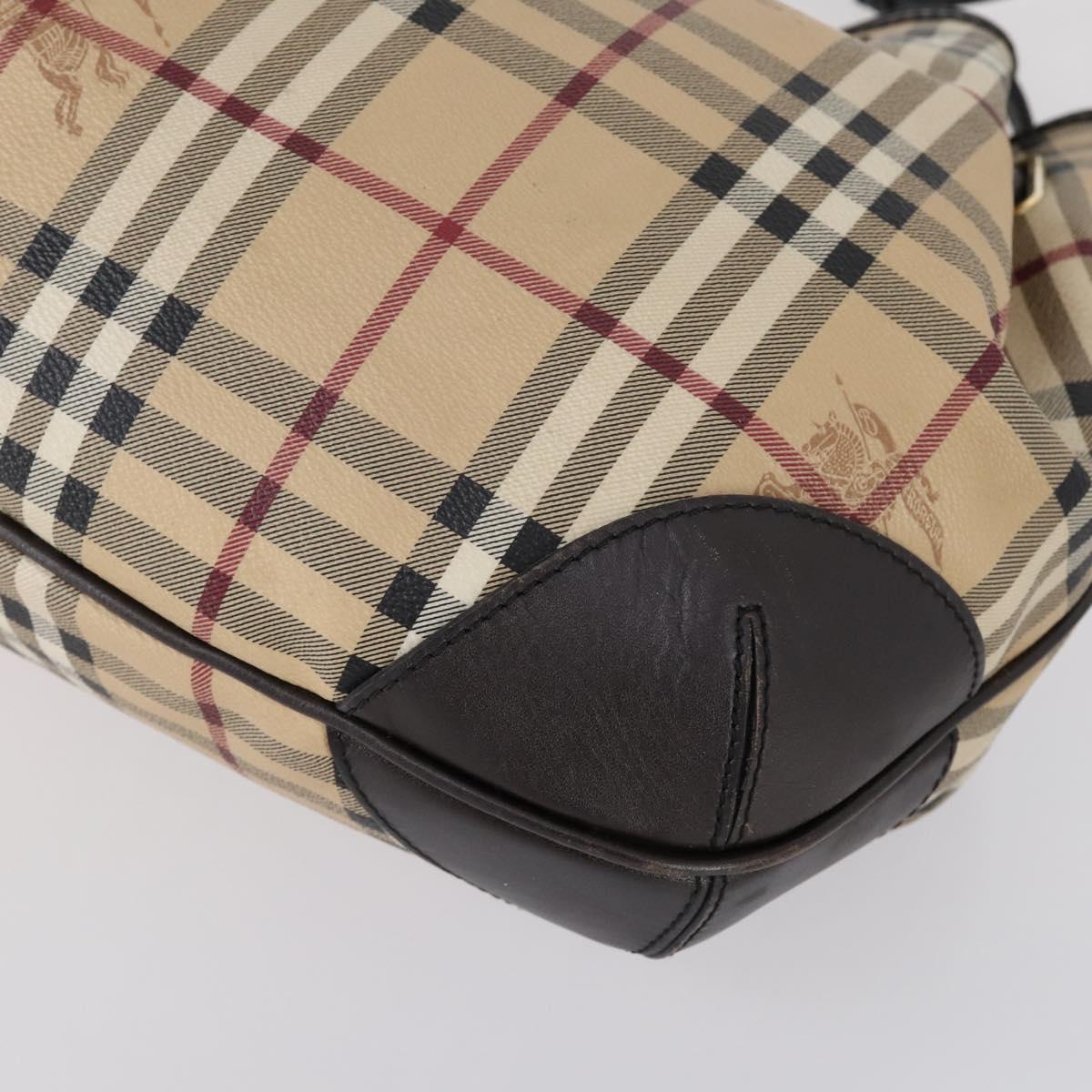 BURBERRY Nova Check Shoulder Bag PVC 2way Beige Gold Auth 154159