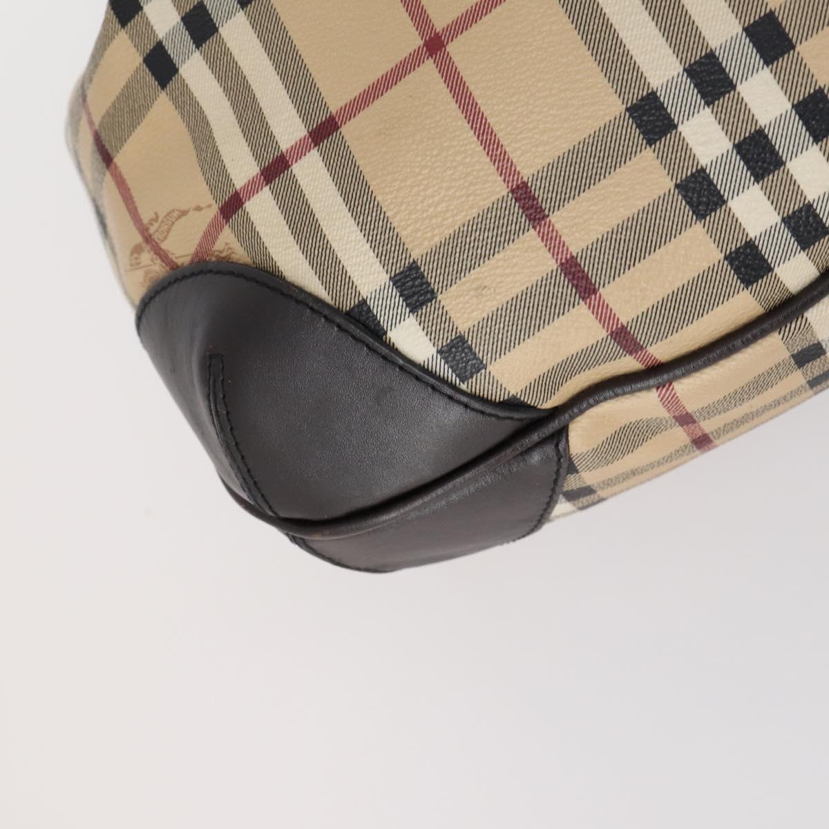 BURBERRY Nova Check Shoulder Bag PVC 2way Beige Gold Auth 154159