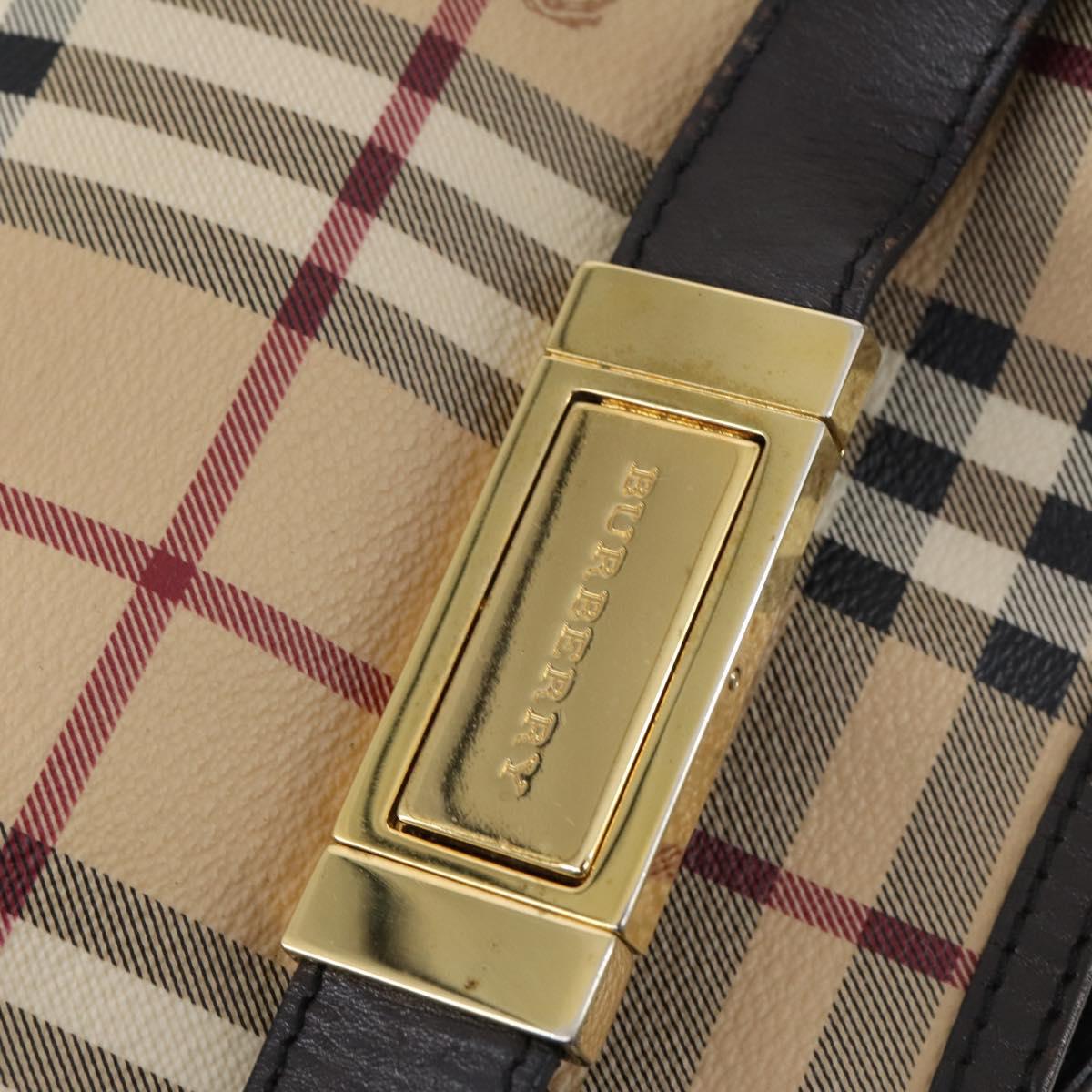 BURBERRY Nova Check Shoulder Bag PVC 2way Beige Gold Auth 154159