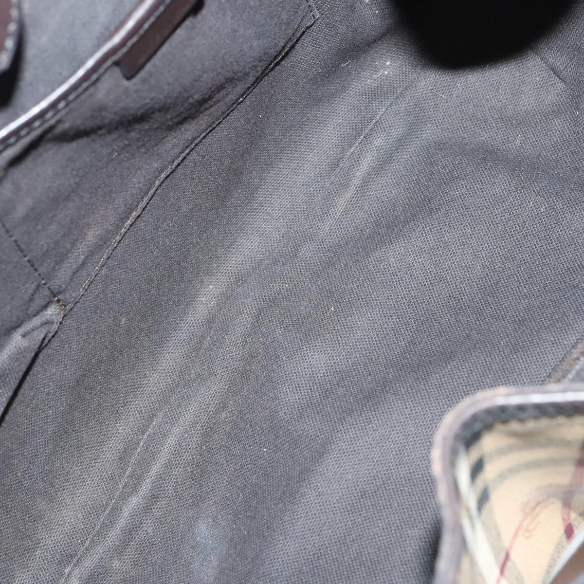 BURBERRY Nova Check Shoulder Bag PVC 2way Beige Gold Auth 154159