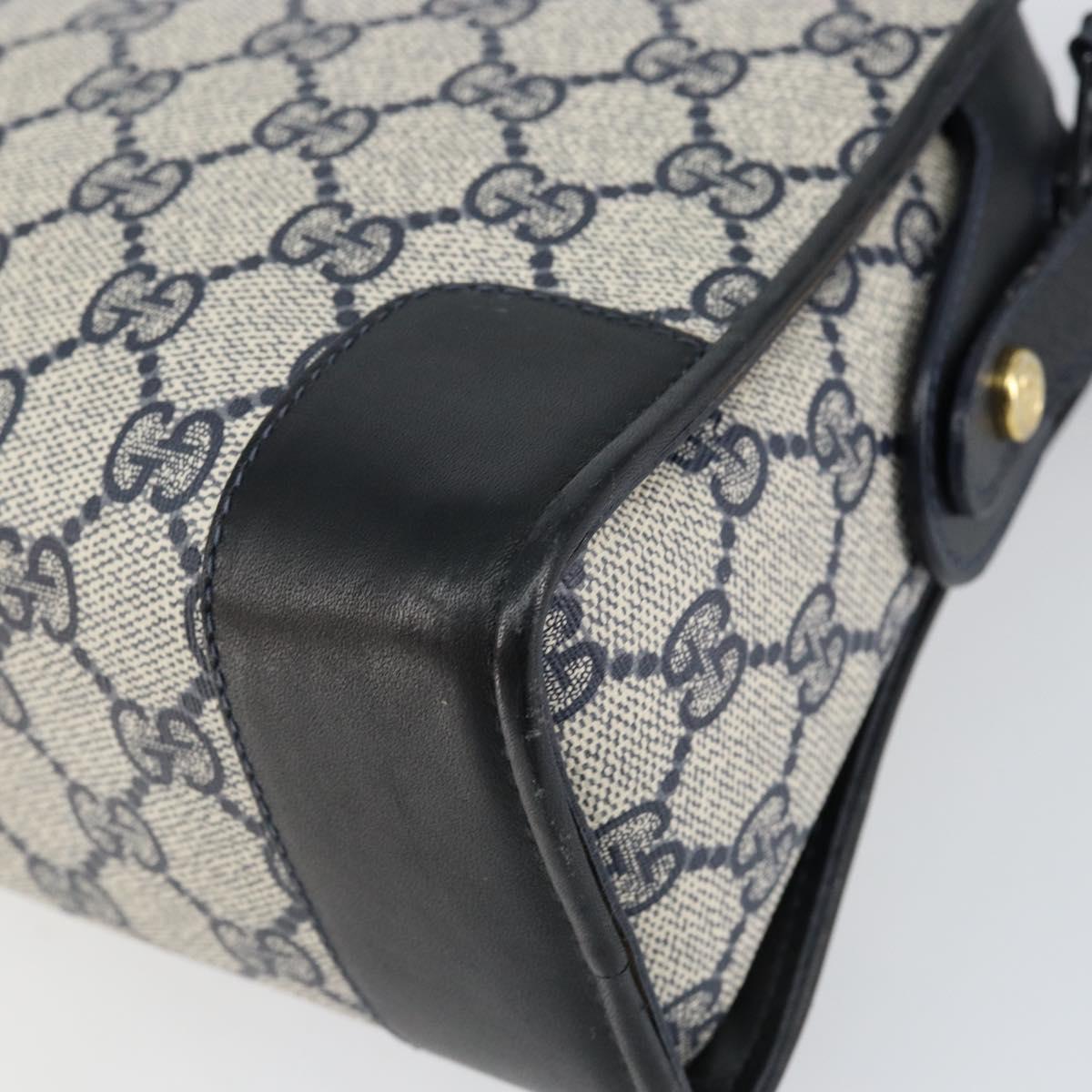 GUCCI GG Supreme Sherry Line Shoulder Bag PVC Navy Gold Auth 154161