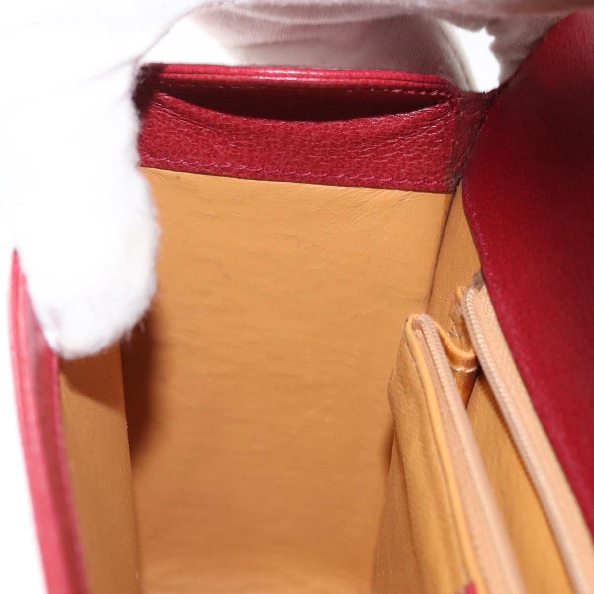 GUCCI Bamboo Hand Bag Leather 2way Red Gold 000 113 0231 Auth 154162M