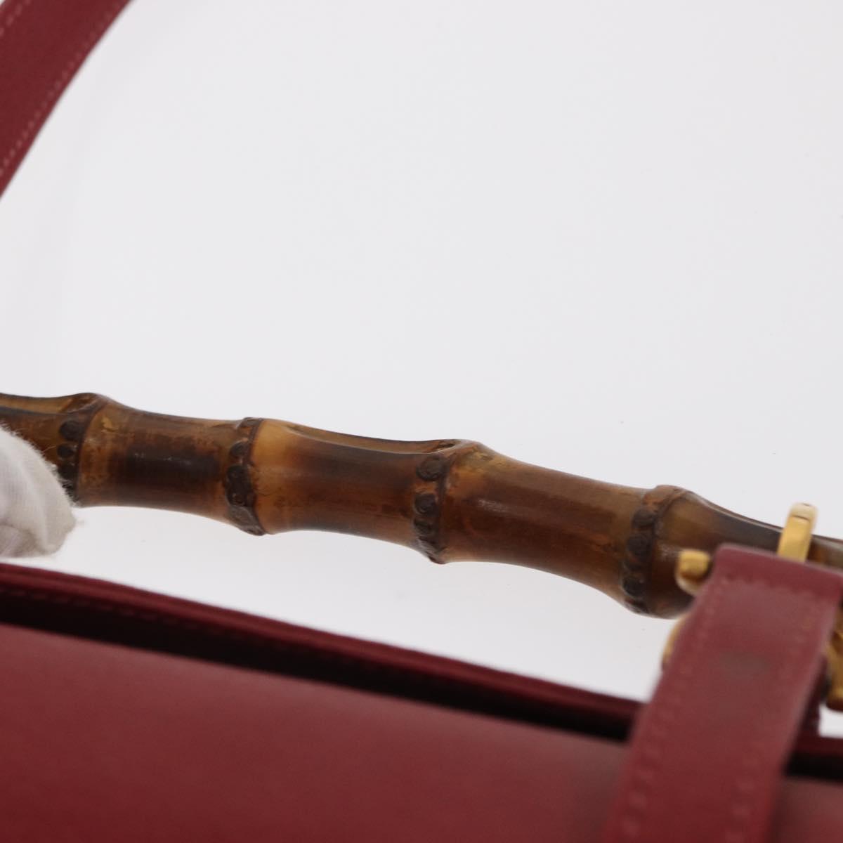 GUCCI Bamboo Hand Bag Leather 2way Red Gold 000 113 0231 Auth 154162M