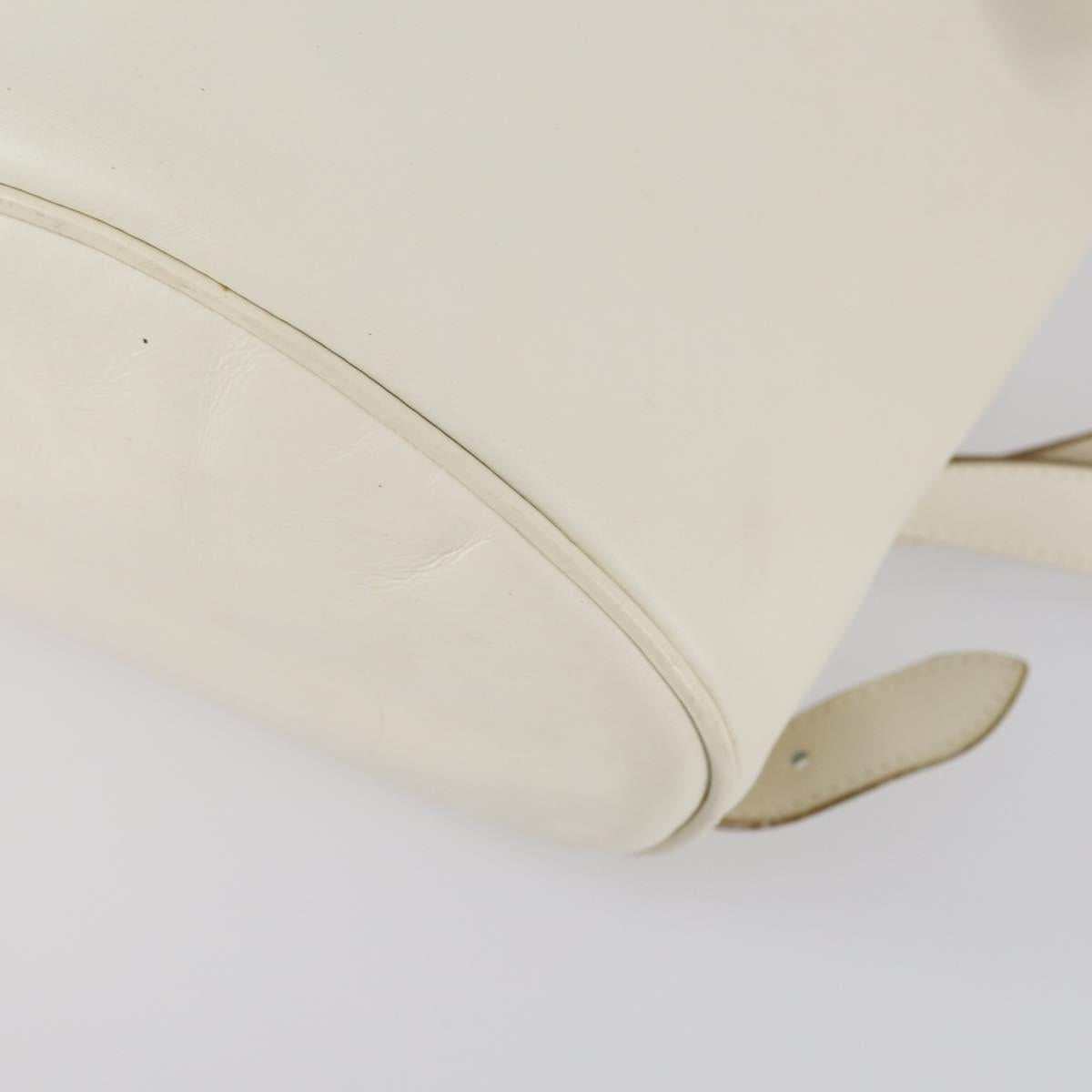 Salvatore Ferragamo Backpack Leather White Gold Auth 154163