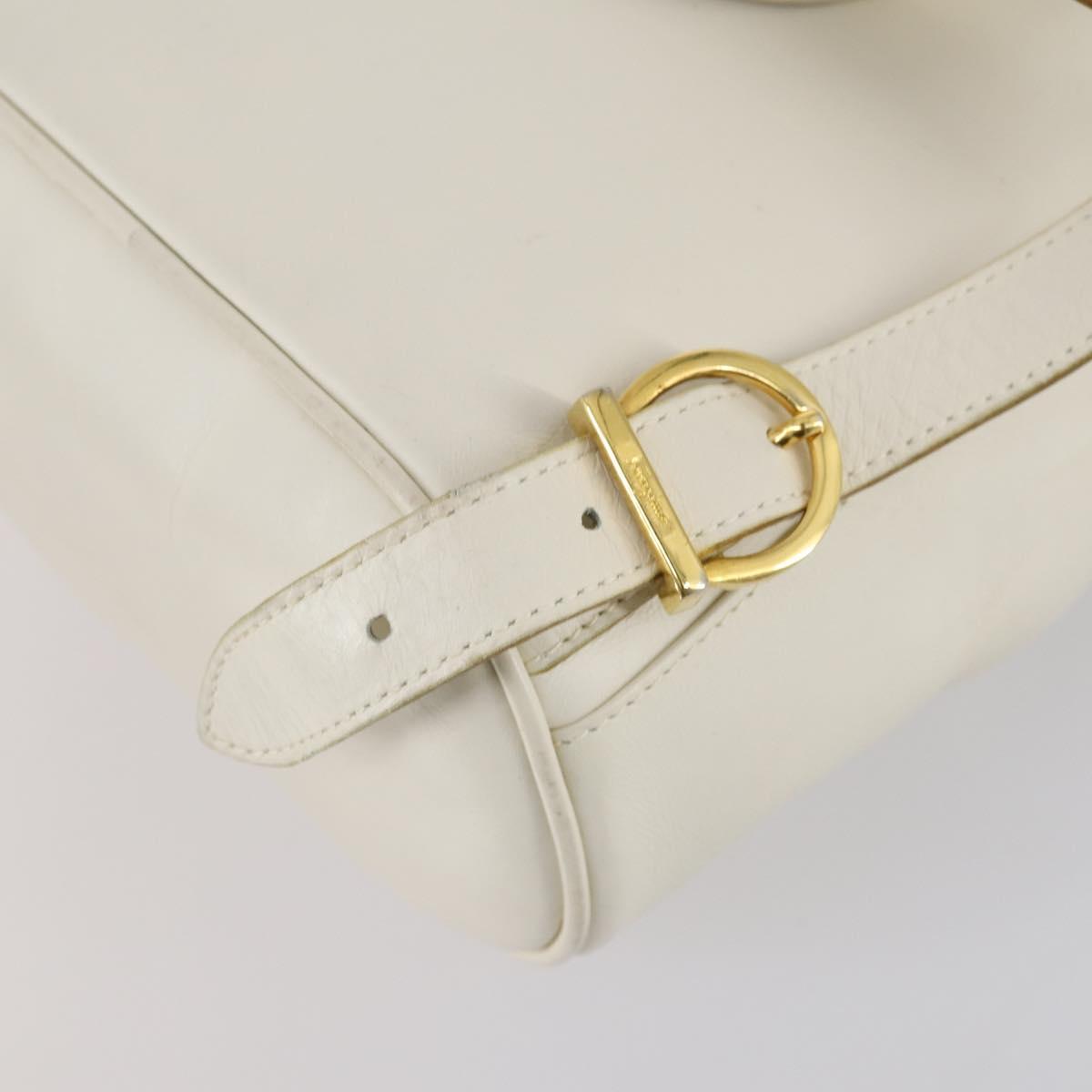 Salvatore Ferragamo Backpack Leather White Gold Auth 154163
